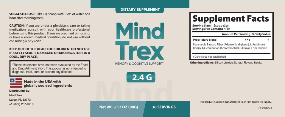 MindTrex supplement facts label